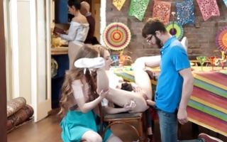 Anya Olsen blowing dick and gets poked from behind